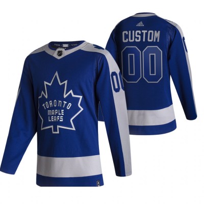 Toronto Maple Leafs Custom Blue Men's Adidas 202021 Reverse Retro Alternate NHL Jersey